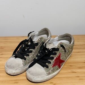 Glitter Star Accent Sneakers with Red Star